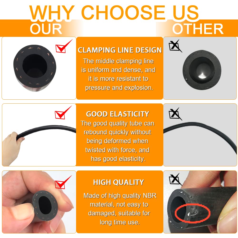 Fuel Line 3/8 Inch Id Nbr Fuel Line Hose 6An Rubber Push On Fuel Hose For Small Engines 10 Feet